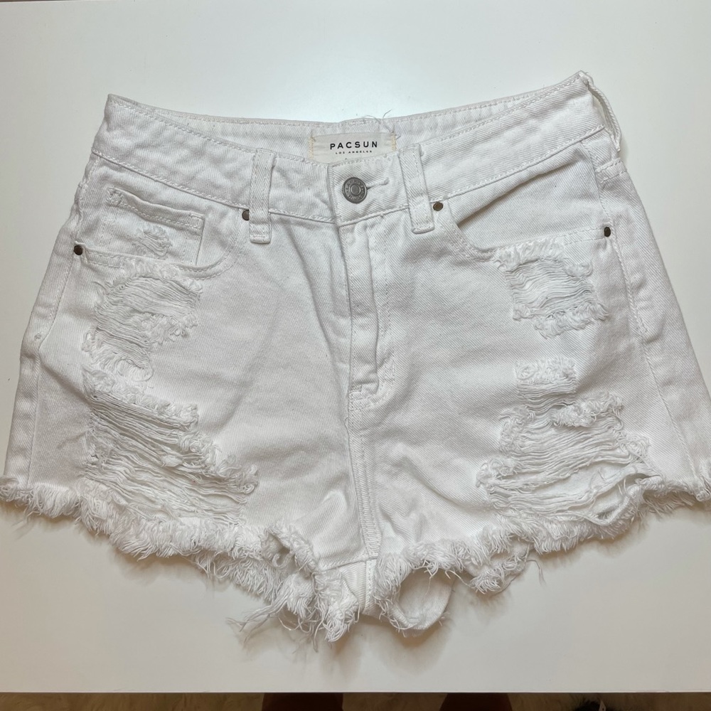 High waisted distressed shorts